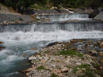 Scenic view of dam against sky