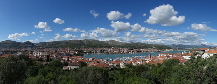 High angle view of townscape against sky