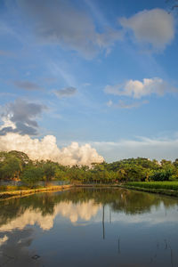 Scenic view of lake against sky