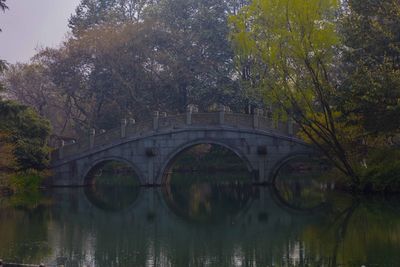 Bridge over river against sky