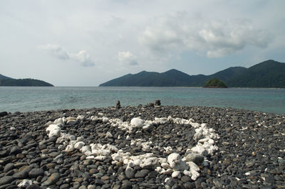 Scenic view of sea against cloudy sky