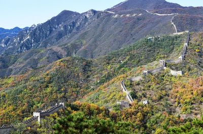 Great wall of china on mountains