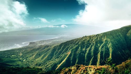 Scenic view of mountains against sky