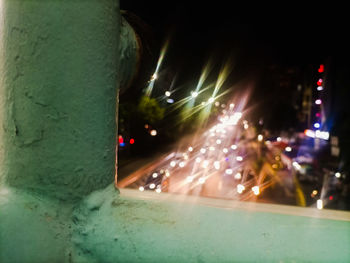 Light trails on street in city at night