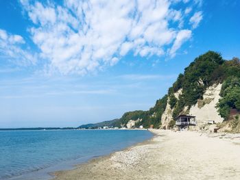 Scenic view of beach against sky