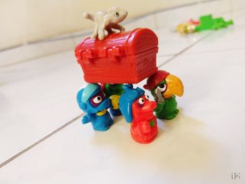 High angle view of toys on table