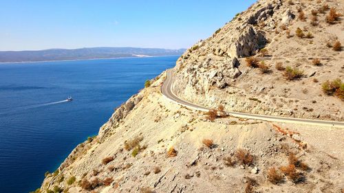 High angle view of sea against sky