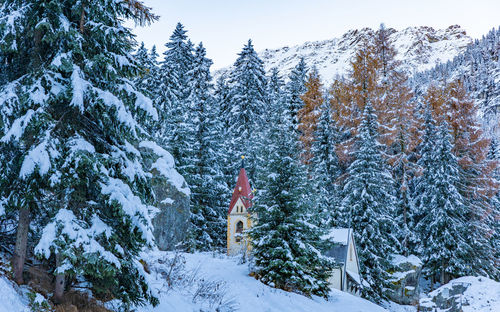 Scenic view of snow covered land against sky