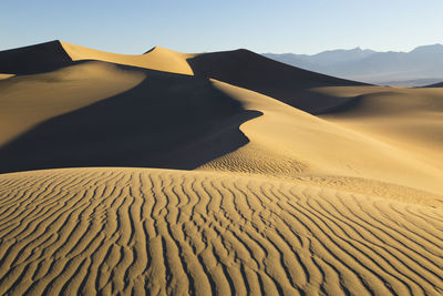 Sand dune in desert against sky