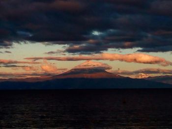 Scenic view of sea against dramatic sky