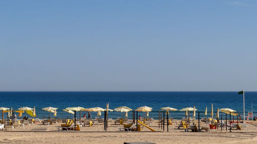 Scenic view of beach against clear sky