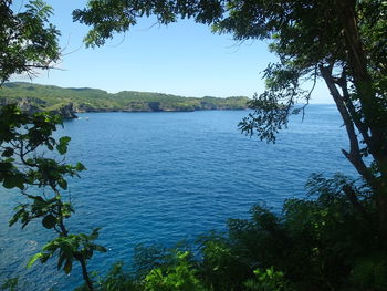 Scenic view of sea against clear sky