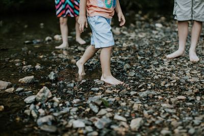 Low section of barefoot children