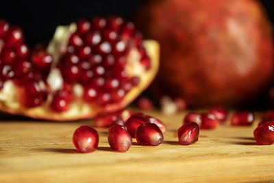 Close-up of strawberries on table