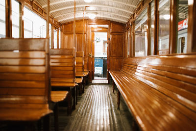 Empty benches in corridor