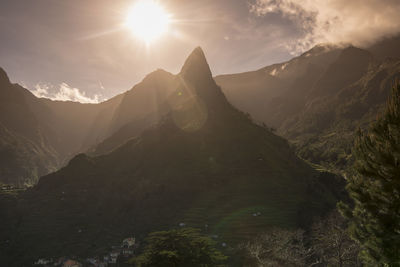 Scenic view of mountains against sky