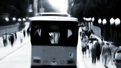 Close-up of train at subway station