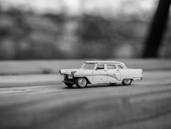 Close-up of toy car on table