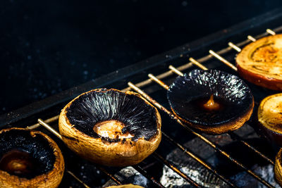 High angle view of sweet food on barbecue grill