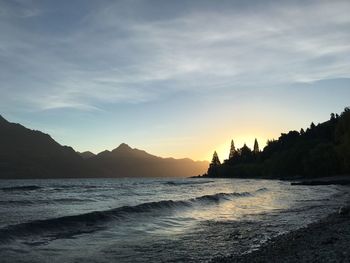 Scenic view of sea against sky during sunset