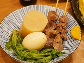 Close-up of food in plate on table