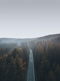 High angle view of highway against clear sky