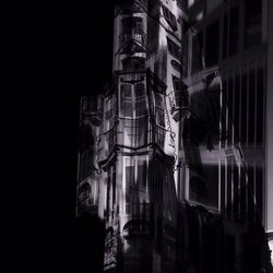 Low angle view of buildings at night