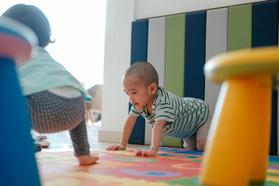 Children playing in bathroom