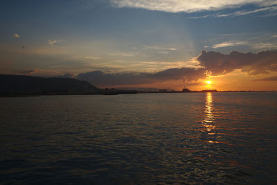 Scenic view of sea against sky during sunset