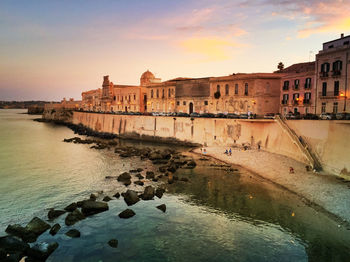 Reflection of buildings in water