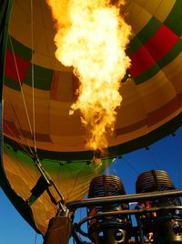 Low angle view of hot air balloon against sky