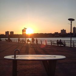 View of street lights at sunset