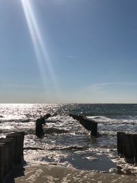 Scenic view of sea against clear sky