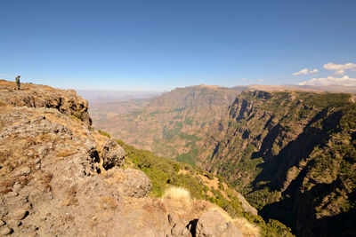 Scenic view of mountains against clear sky