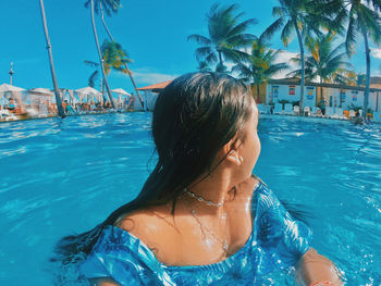 Portrait of woman in swimming pool