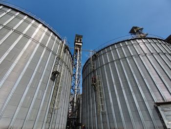 Low angle view of modern building against clear sky