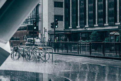 Bicycle on bridge in city