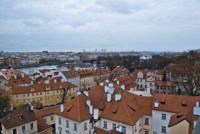 High angle view of townscape against sky