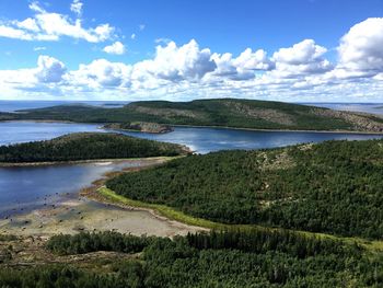 High angle view of islands and sea