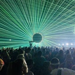 Crowd at music concert at night