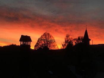 Silhouette of temple during sunset