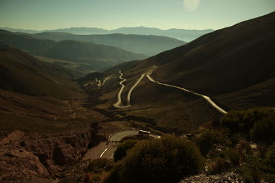 High angle view of mountain road