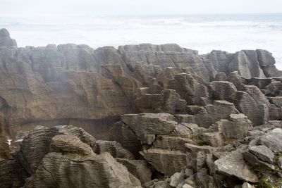 View of pancake rock formations