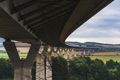 Low angle view of bridge against sky a38 germany