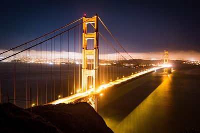 Suspension bridge at night