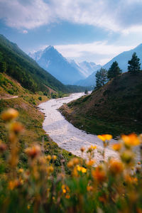 Scenic view of mountains against sky