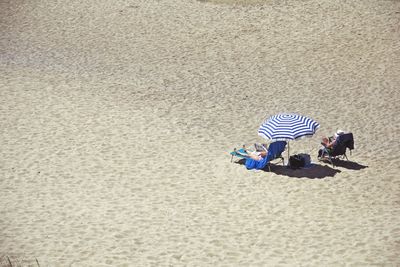 High angle view of people on beach