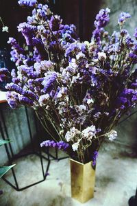 Close-up of purple flower pot