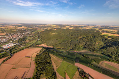 Aerial view at a landscape in germany, rhineland palatinate near bad sobernheim