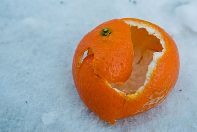 High angle view of orange slice